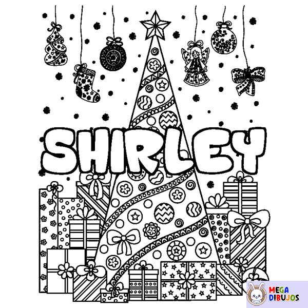 Coloración del nombre SHIRLEY - decorado &aacute;rbol de Navidad y regalos