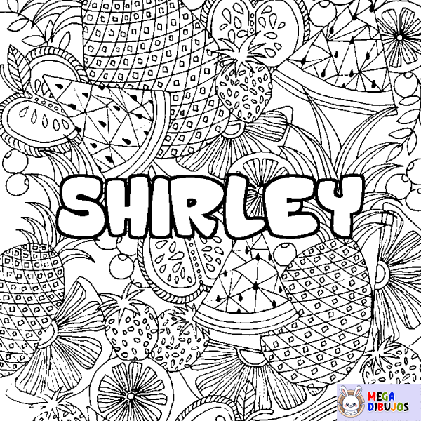 Coloración del nombre SHIRLEY - decorado mandala de frutas