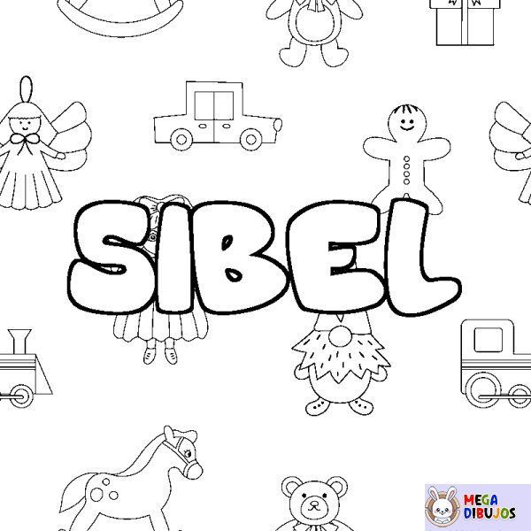 Coloración del nombre SIBEL - decorado juguetes