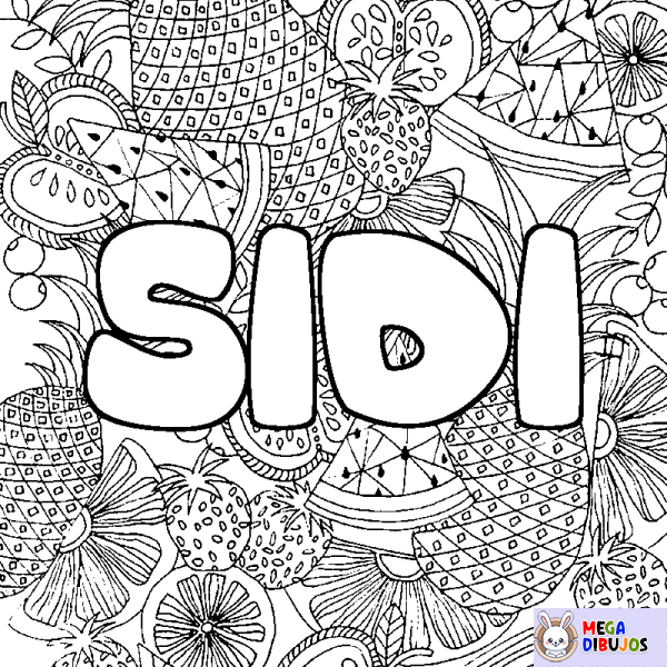 Coloración del nombre SIDI - decorado mandala de frutas