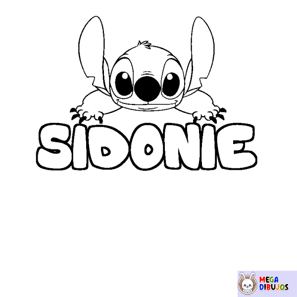 Coloración del nombre SIDONIE - decorado Stitch