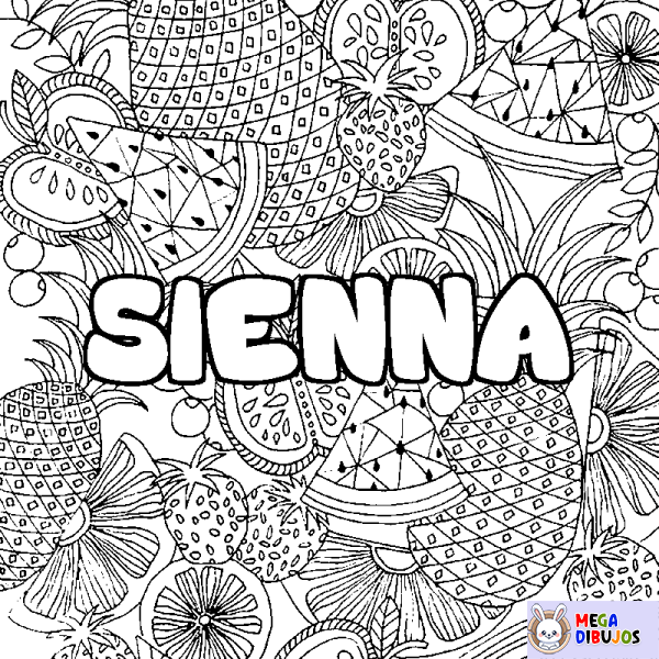 Coloración del nombre SIENNA - decorado mandala de frutas