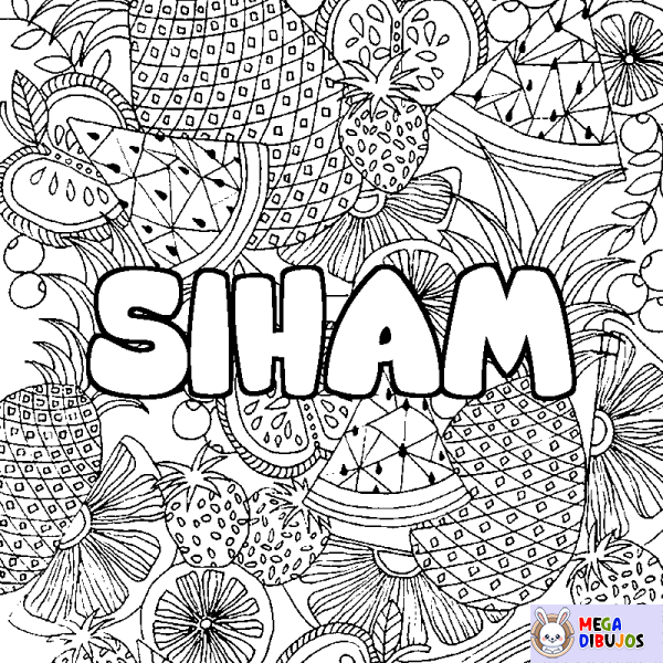 Coloración del nombre SIHAM - decorado mandala de frutas