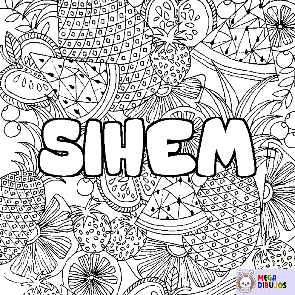 Coloración del nombre SIHEM - decorado mandala de frutas