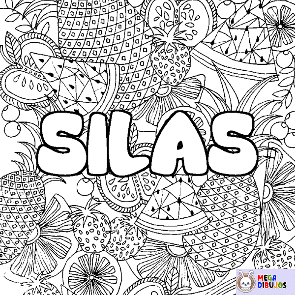 Coloración del nombre SILAS - decorado mandala de frutas