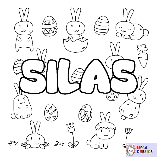 Coloración del nombre SILAS - decorado Pascua