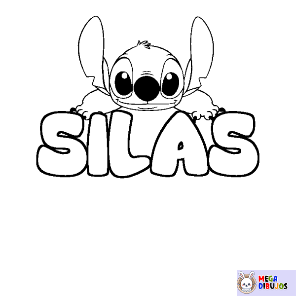 Coloración del nombre SILAS - decorado Stitch