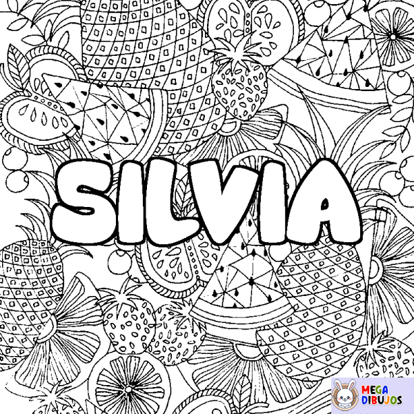 Coloración del nombre SILVIA - decorado mandala de frutas