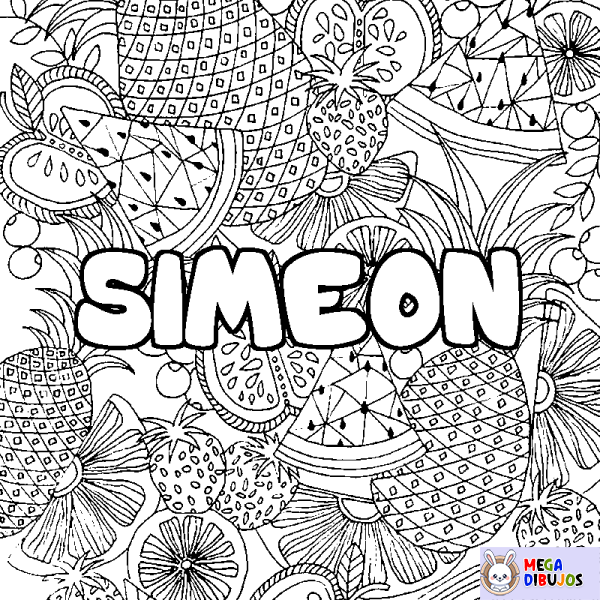 Coloración del nombre SIMEON - decorado mandala de frutas