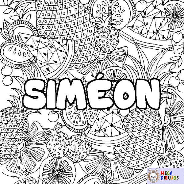 Coloración del nombre SIM&Eacute;ON - decorado mandala de frutas