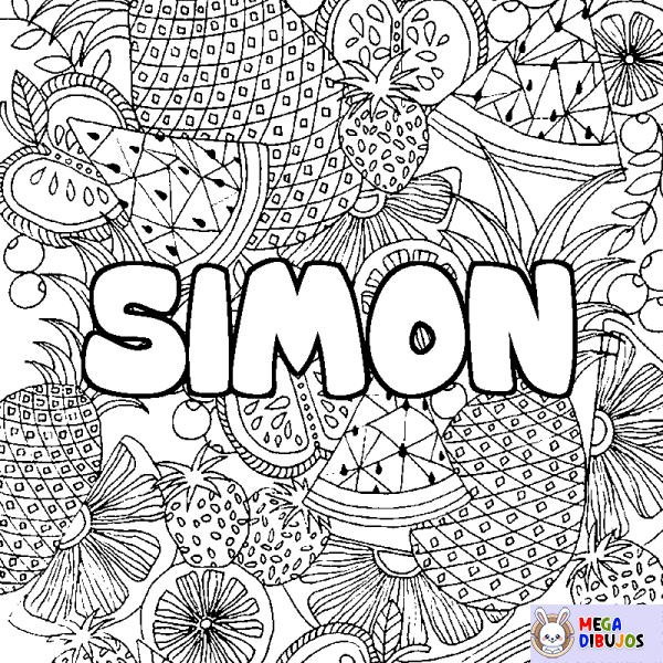 Coloración del nombre SIMON - decorado mandala de frutas