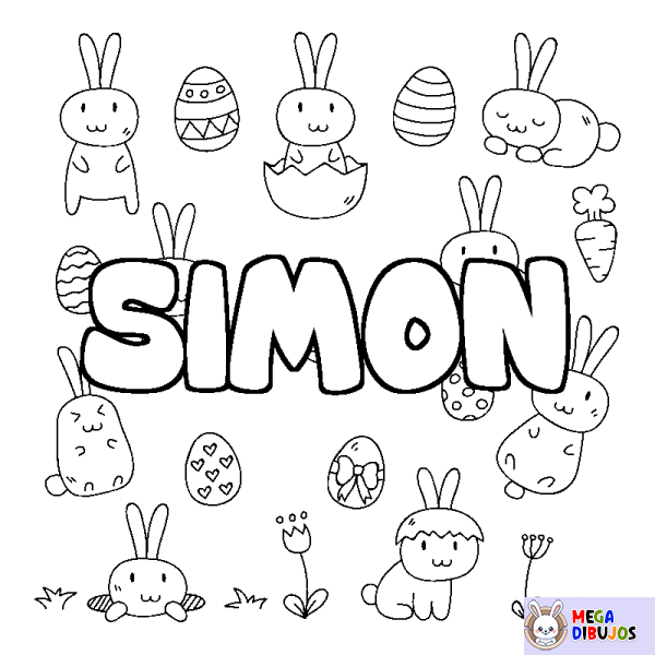 Coloración del nombre SIMON - decorado Pascua