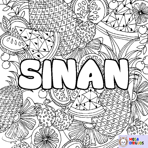 Coloración del nombre SINAN - decorado mandala de frutas