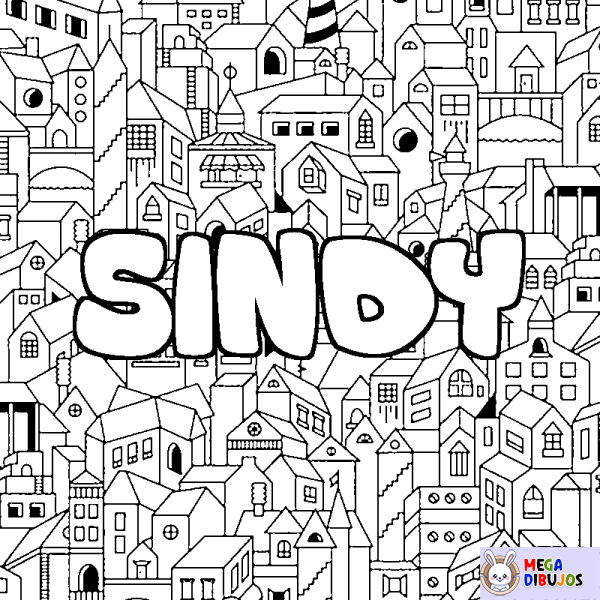 Coloración del nombre SINDY - decorado ciudad