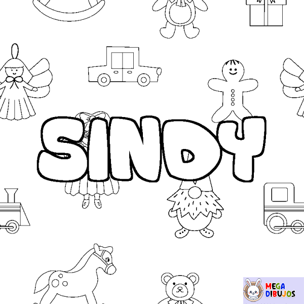 Coloración del nombre SINDY - decorado juguetes