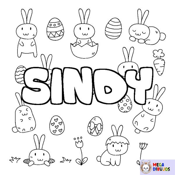 Coloración del nombre SINDY - decorado Pascua