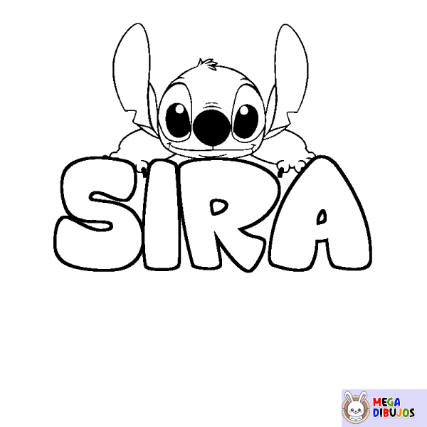 Coloración del nombre SIRA - decorado Stitch