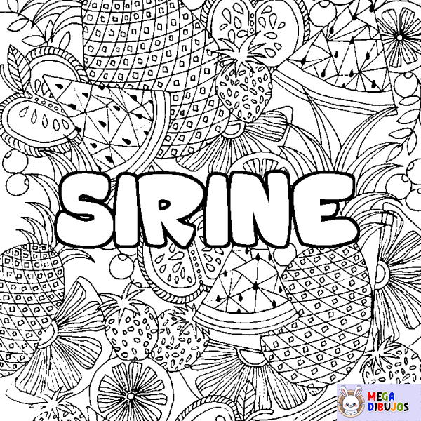 Coloración del nombre SIRINE - decorado mandala de frutas