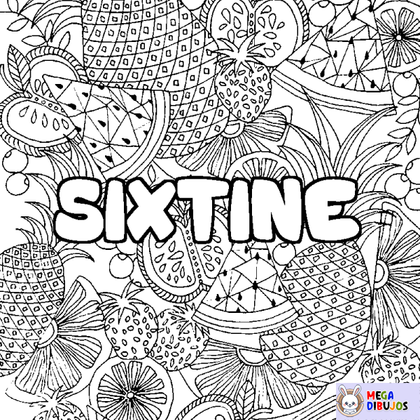 Coloración del nombre SIXTINE - decorado mandala de frutas