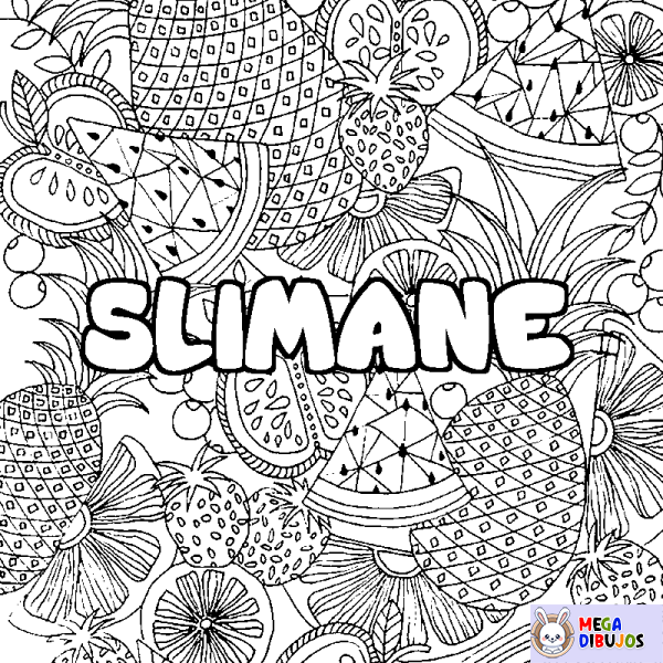 Coloración del nombre SLIMANE - decorado mandala de frutas