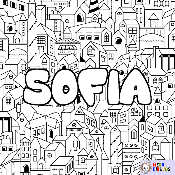 Coloración del nombre SOFIA - decorado ciudad