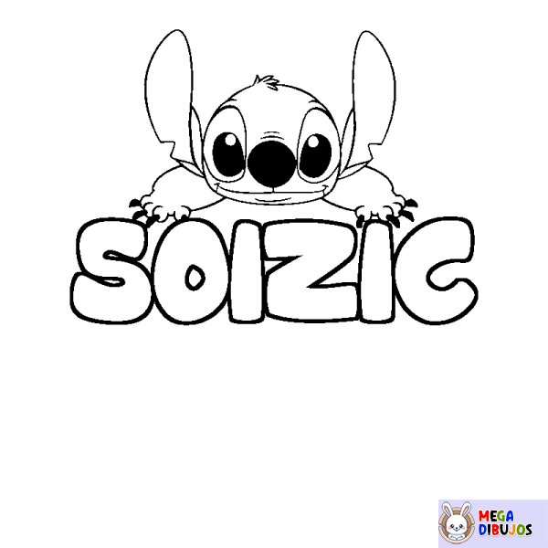 Coloración del nombre SOIZIC - decorado Stitch