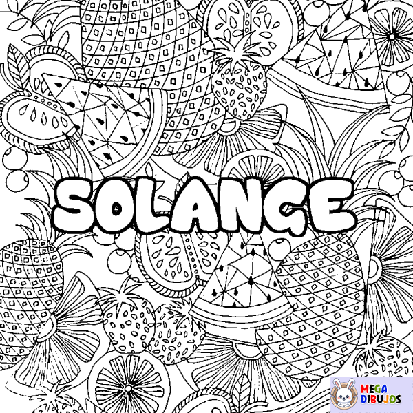 Coloración del nombre SOLANGE - decorado mandala de frutas