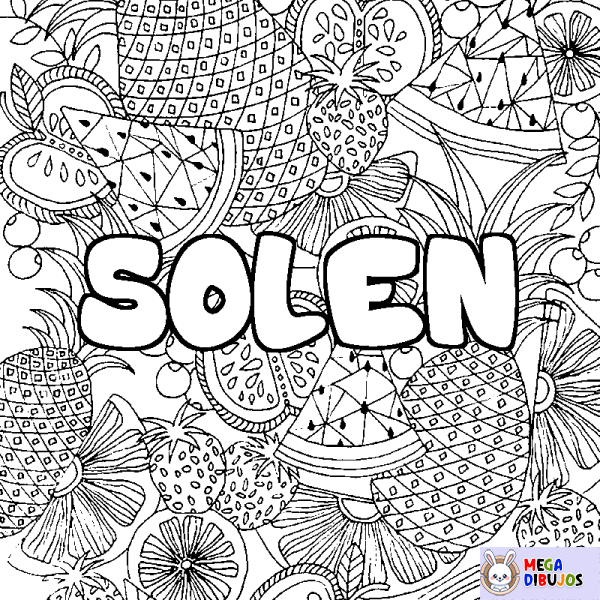 Coloración del nombre SOLEN - decorado mandala de frutas