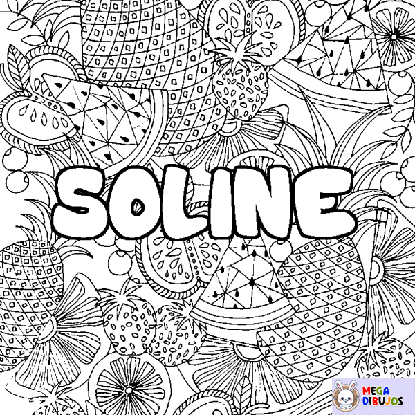 Coloración del nombre SOLINE - decorado mandala de frutas