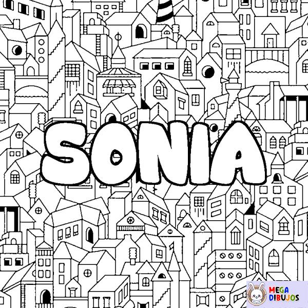 Coloración del nombre SONIA - decorado ciudad