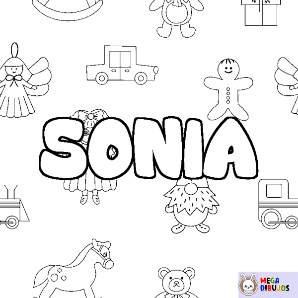 Coloración del nombre SONIA - decorado juguetes