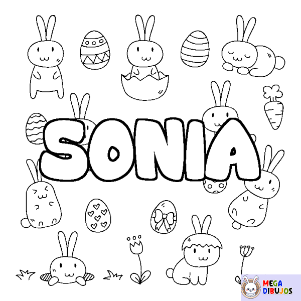 Coloración del nombre SONIA - decorado Pascua