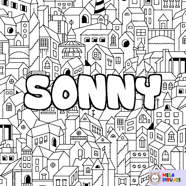 Coloración del nombre SONNY - decorado ciudad