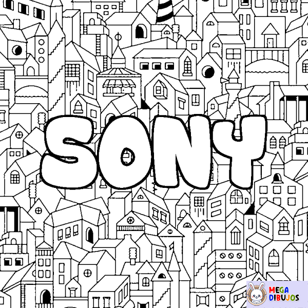 Coloración del nombre SONY - decorado ciudad