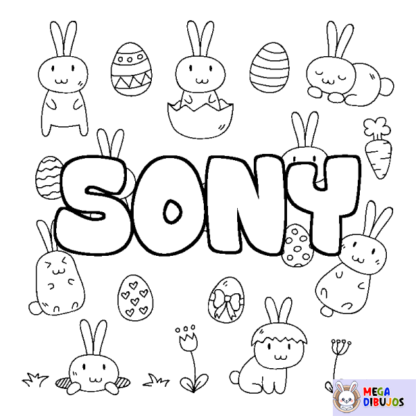 Coloración del nombre SONY - decorado Pascua