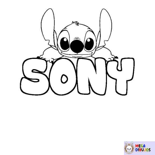 Coloración del nombre SONY - decorado Stitch