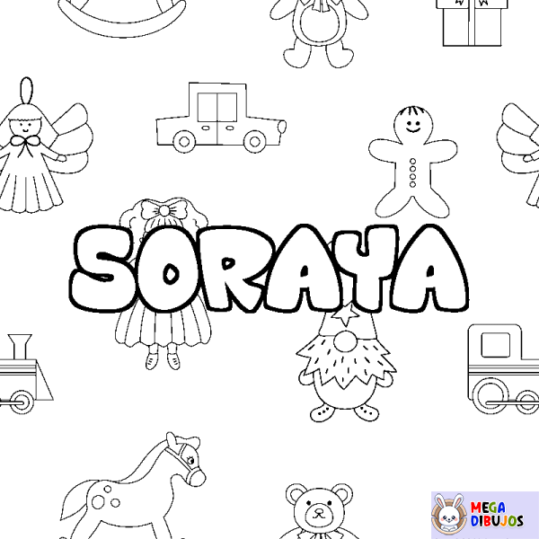 Coloración del nombre SORAYA - decorado juguetes