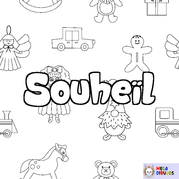 Coloración del nombre Souhe&iuml;l - decorado juguetes