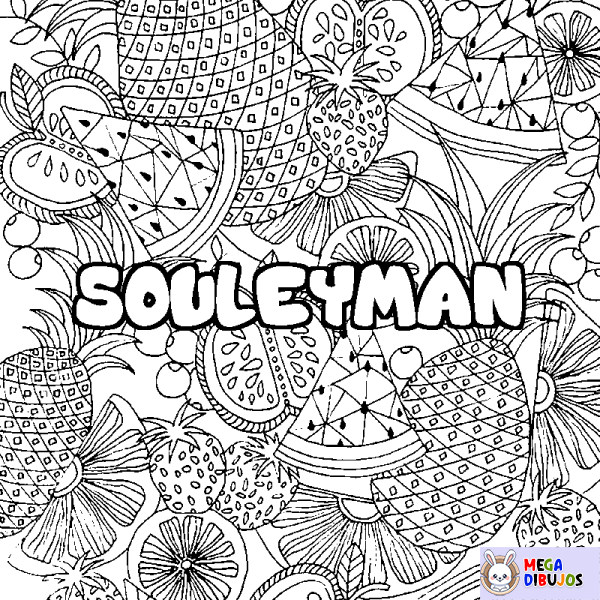 Coloración del nombre SOULEYMAN - decorado mandala de frutas