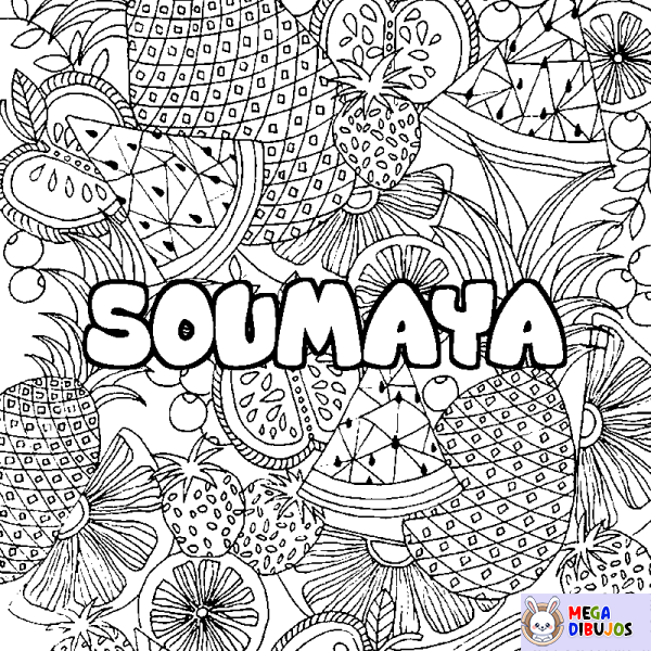 Coloración del nombre SOUMAYA - decorado mandala de frutas