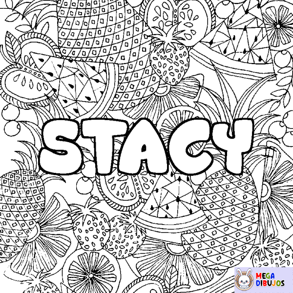 Coloración del nombre STACY - decorado mandala de frutas