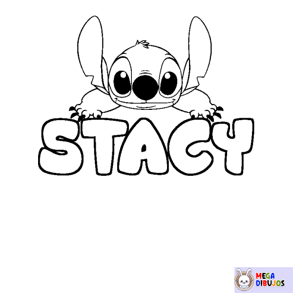 Coloración del nombre STACY - decorado Stitch