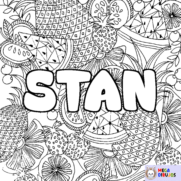 Coloración del nombre STAN - decorado mandala de frutas