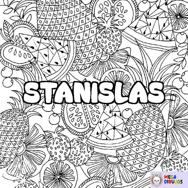 Coloración del nombre STANISLAS - decorado mandala de frutas