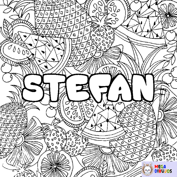 Coloración del nombre STEFAN - decorado mandala de frutas