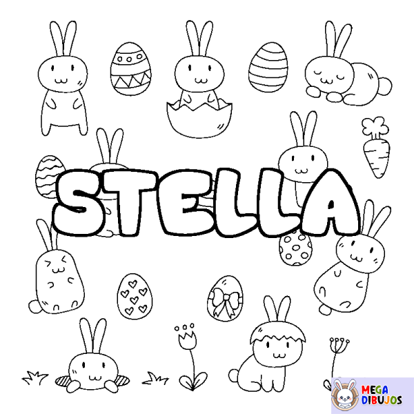 Coloración del nombre STELLA - decorado Pascua