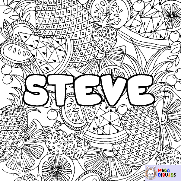 Coloración del nombre STEVE - decorado mandala de frutas