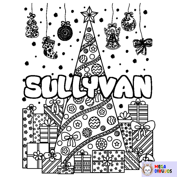 Coloración del nombre SULLYVAN - decorado &aacute;rbol de Navidad y regalos