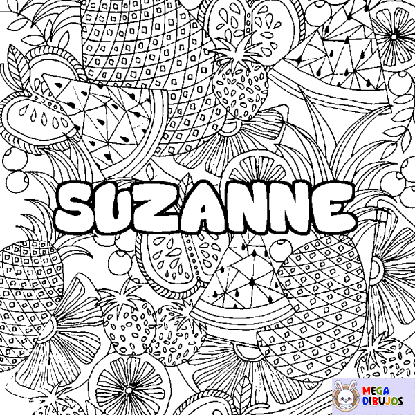 Coloración del nombre SUZANNE - decorado mandala de frutas