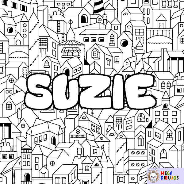 Coloración del nombre SUZIE - decorado ciudad